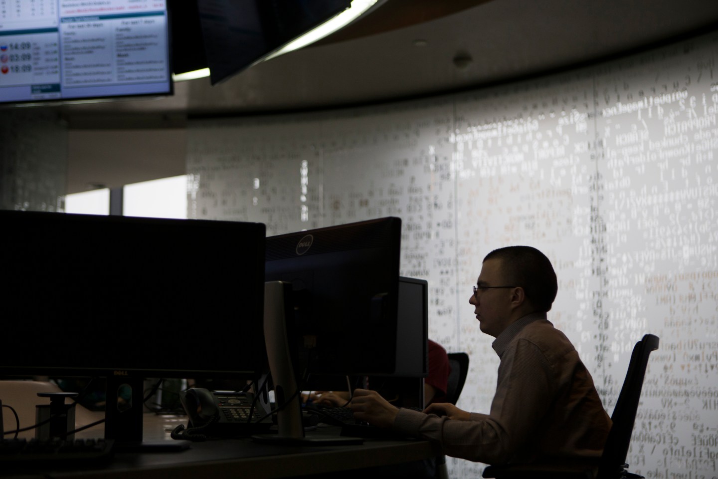 An employee working at the headquarters of Kaspersky Lab, a cyber-security firm, in Moscow, Russia in Dec. 2014.