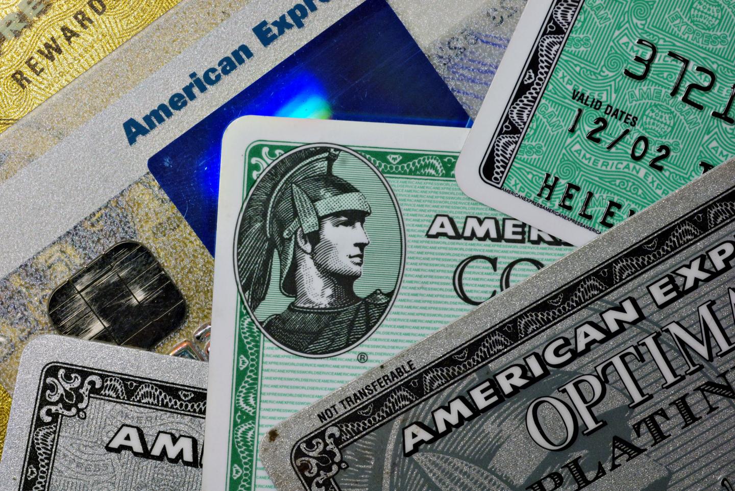 Several American Express credit cards are pictured in New Yo