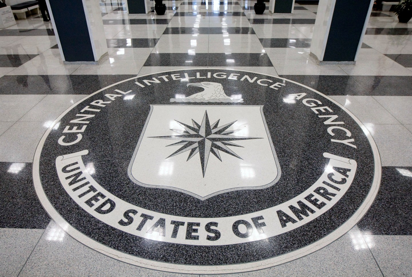 The seal of the Central Intelligence Agency is displayed in