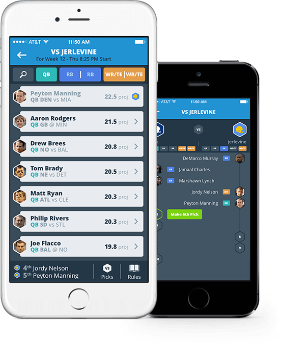 Draft fantasy football mobile app duo
