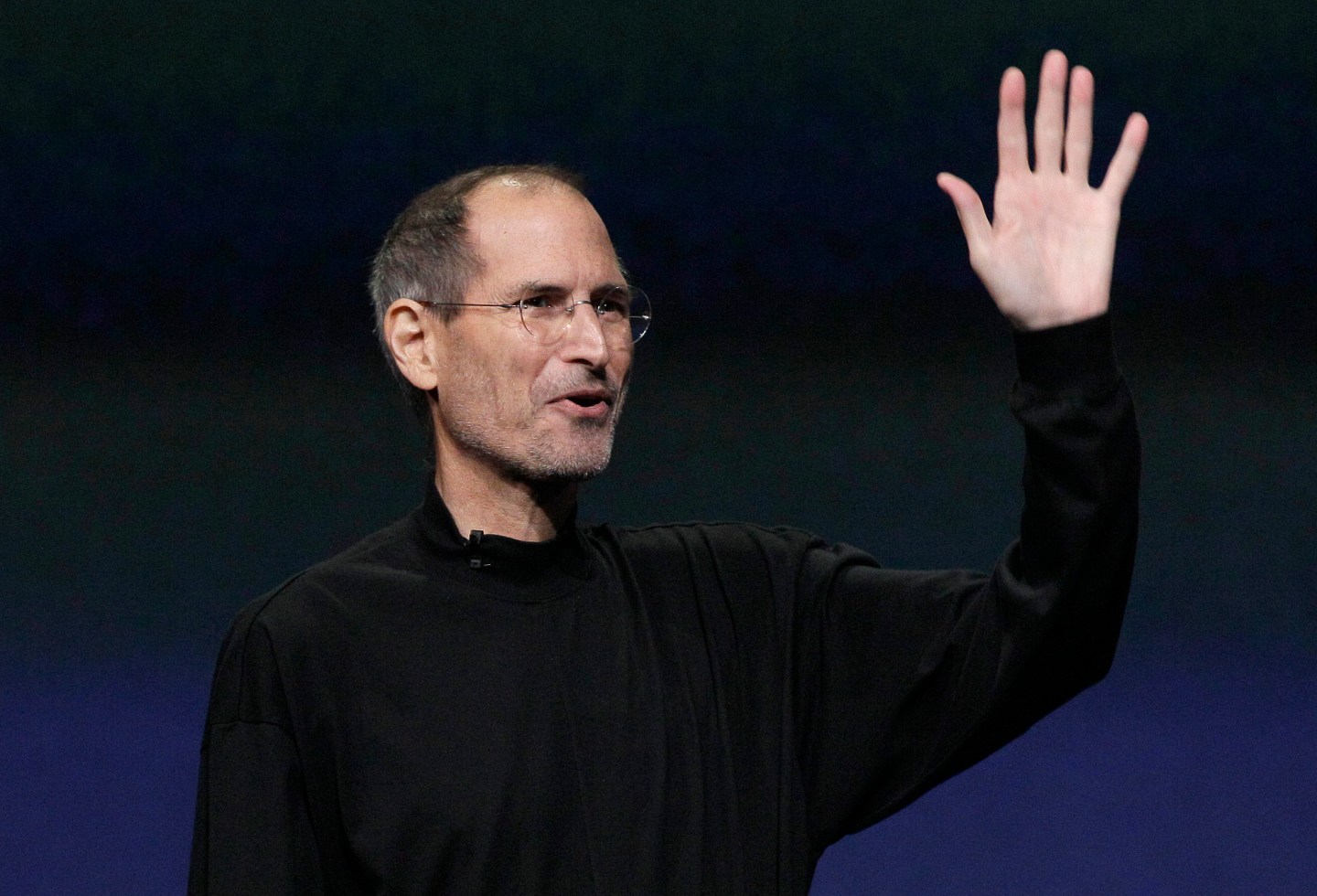 Apple Inc. Chairman and CEO Steve Jobs waves to his audience at an Apple event at the Yerba Buena Center for the Arts Theater in San Francisco, Wednesday, March 2, 2011. (AP Photo/Jeff Chiu)