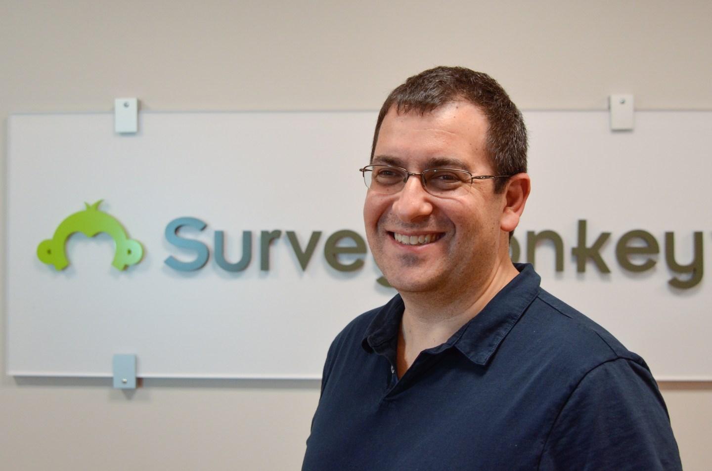SurveyMonkey CEO David Goldberg with company logo