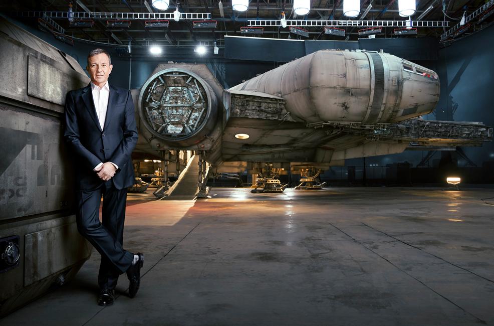 CEO Bob Iger seen with Millennium Falcon which will be in the 2015 released Star Wars movie.