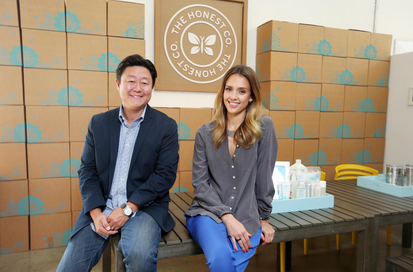 Brian Lee and Jessica Alba at the offices of The Honest Company in Santa Monica, Calif.