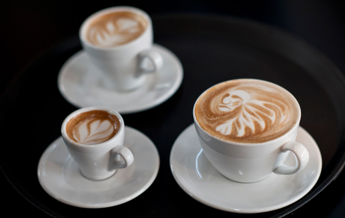 Latte art is displayed during finals of German Barista Championships in Hamburg