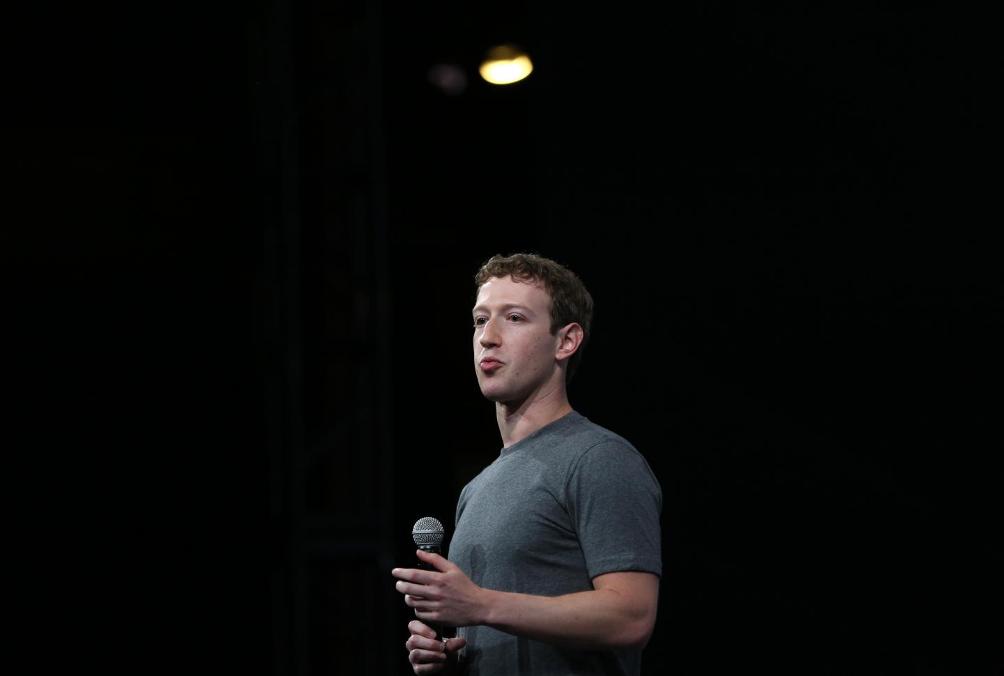 Facebook CEO Mark Zuckerberg gives his keynote address at Facebook's f8 developers conference in San Francisco