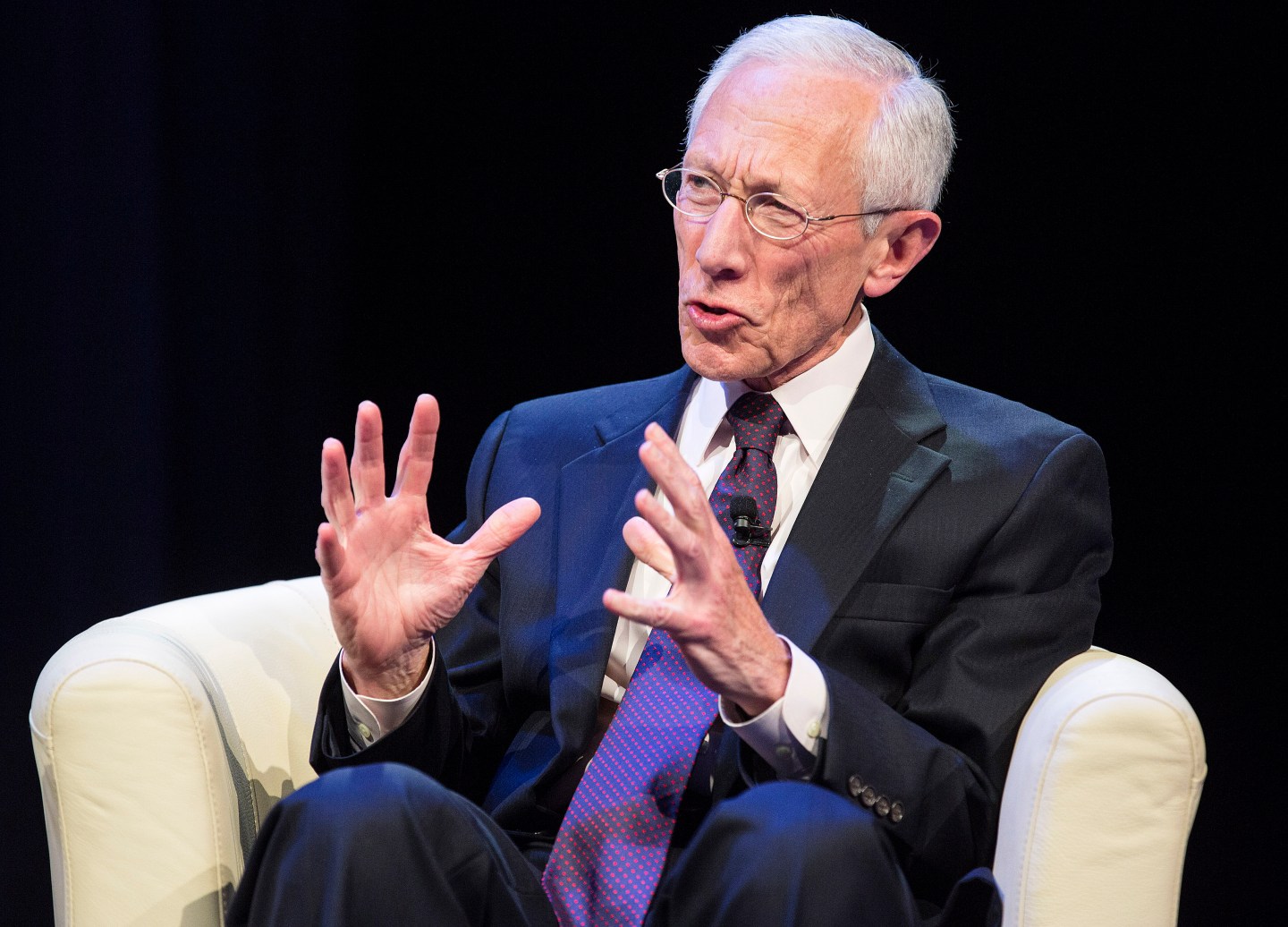 U.S. Federal Reserve Vice Chair Stanley Fischer participates in a discussion on the global economy during the World Bank/IMF Annual Meeting