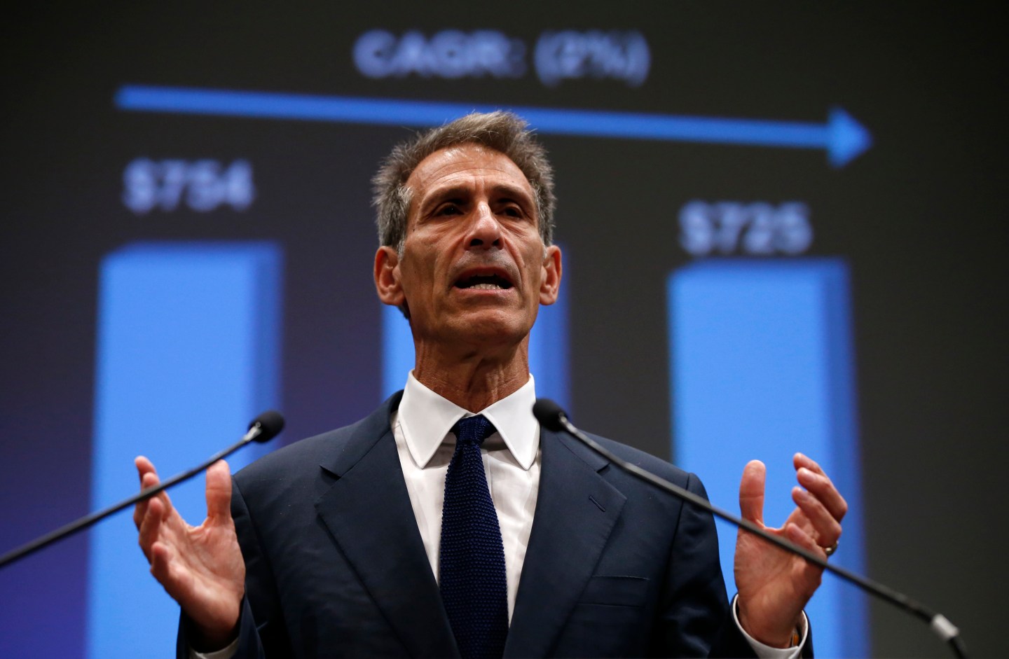 Lynton, CEO Sony Entertainment and CEO and chairman Sony Pictures Entertainment, speaks during an investors' conference at the company's headquarters in Tokyo