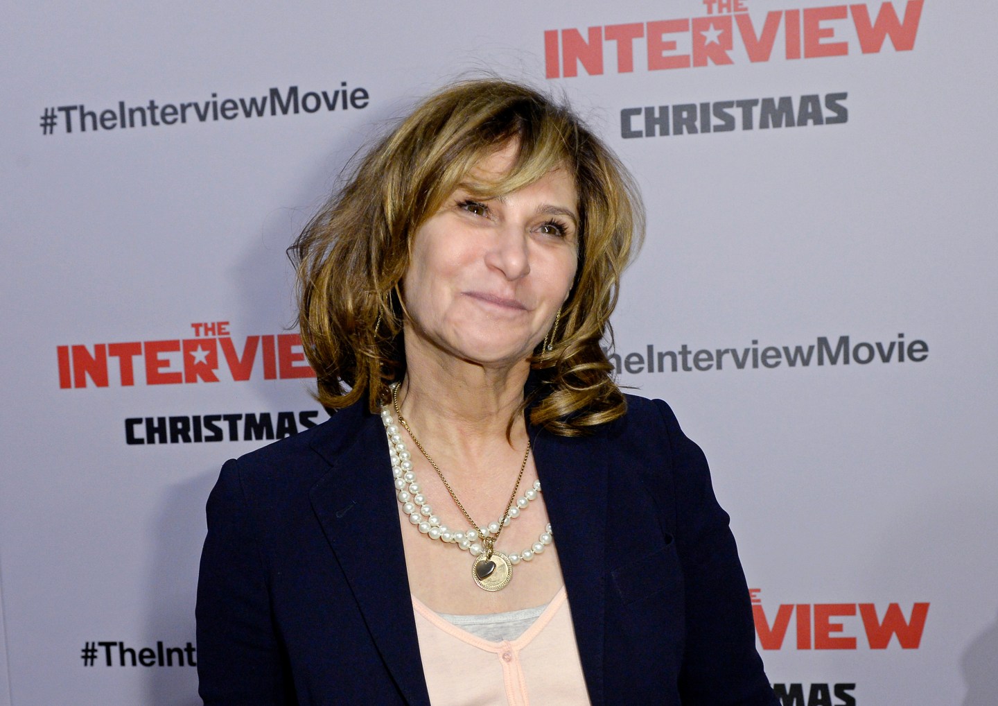 Sony Pictures Entertainment Co-Chairman Amy Pascal poses during the premiere of "The Interview" in Los Angeles