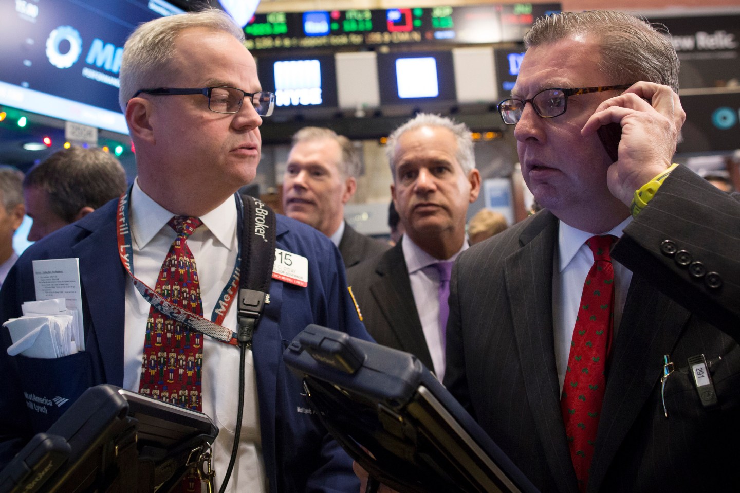 Traders work on the floor of the New York Stock Exchange