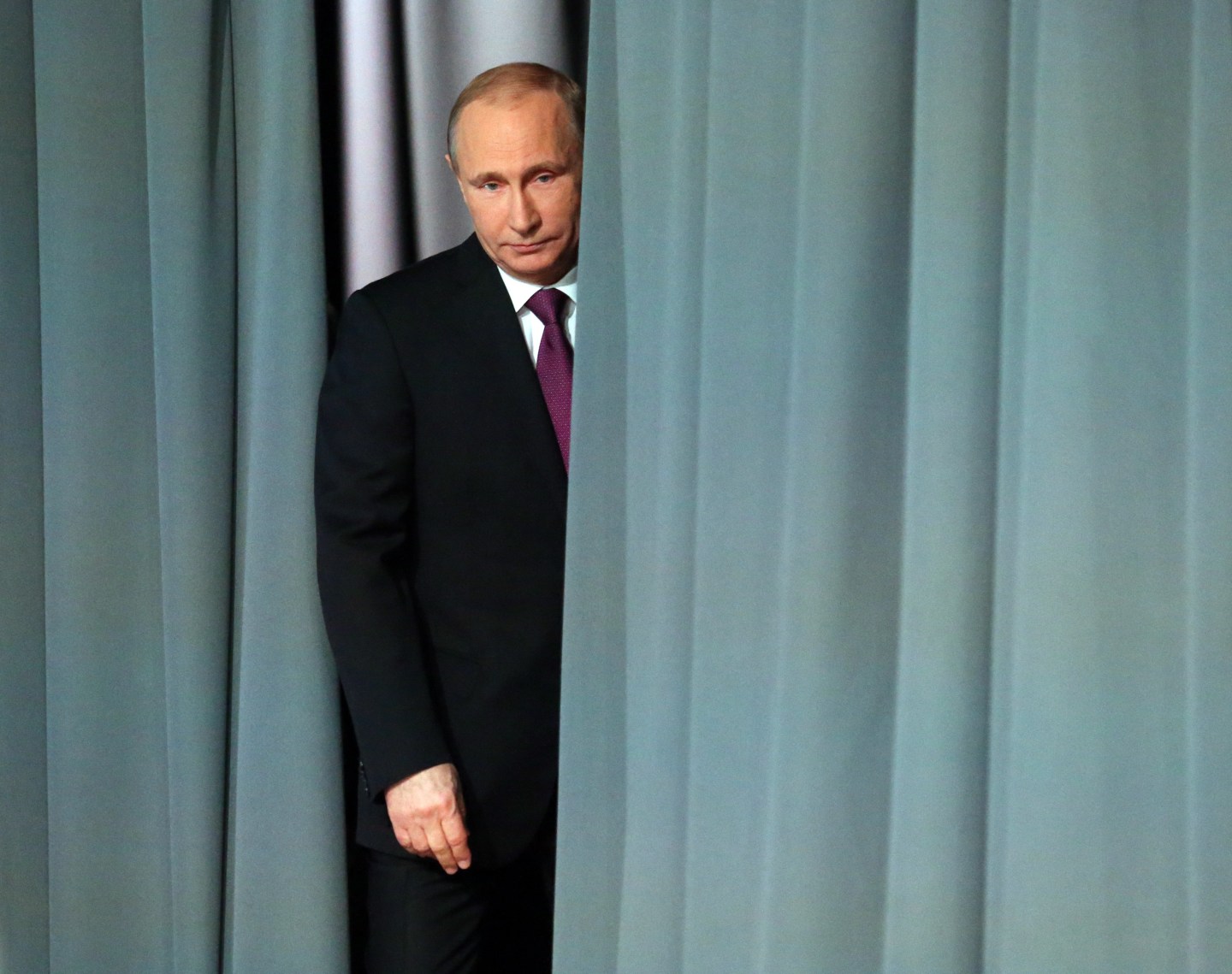 OSCOW, RUSSIA - DECEMBER 18: (RUSSIA OUT) Russian President Vladimir Putin during an annual press conference on December 18, 2014 in Moscow, Russia. The national address comes amid growing concerns of a financial crisis as the price of crude oil and Western sanctions against Russia over the Ukraine crisis are being blamed for plunging the rouble to a record low against dollar and euro. (Photo by Konstantin Zavrazhin/Getty Images)