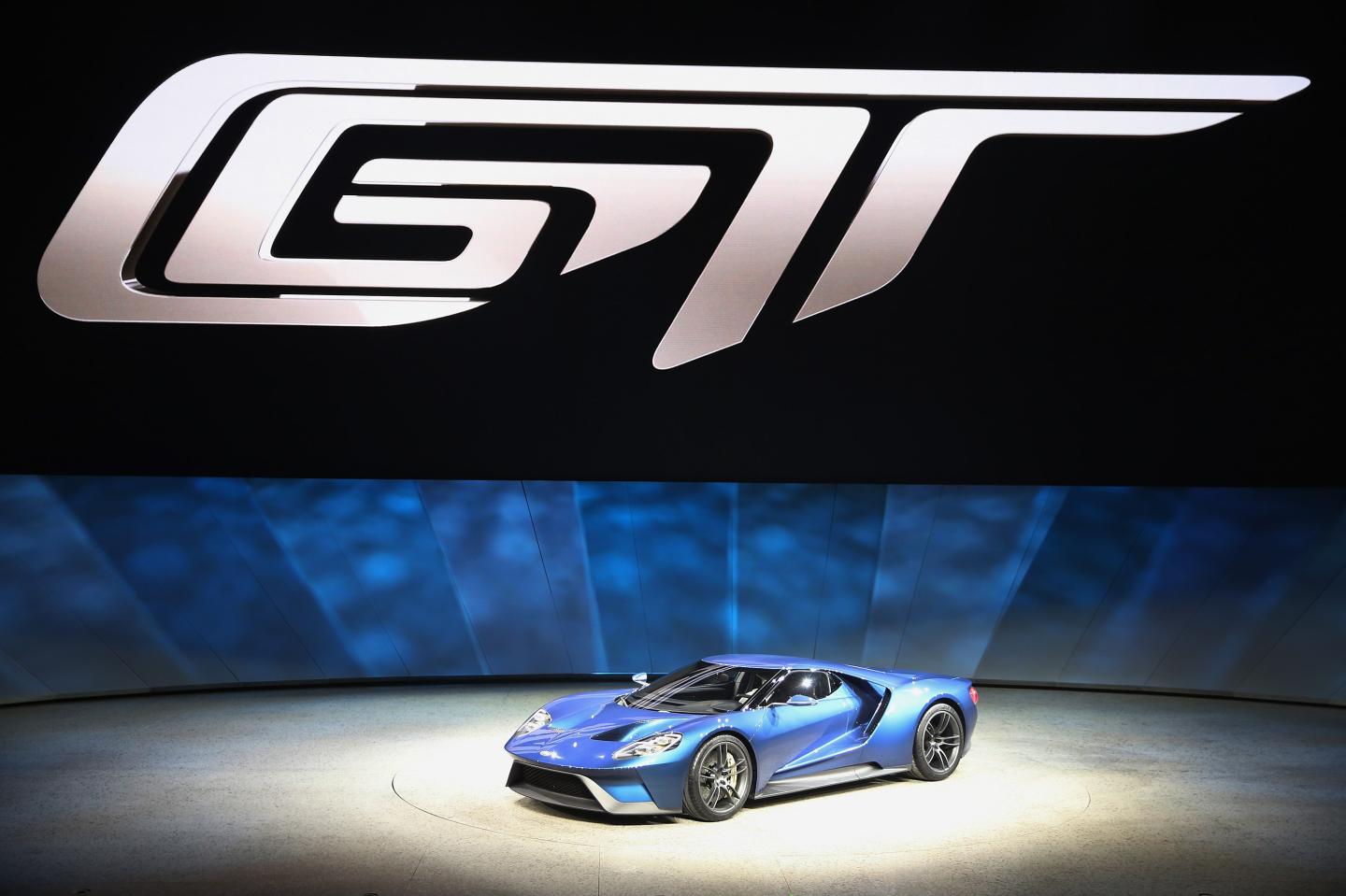 DETROIT, MI - JANUARY 12:  Ford introduces the new GT at the North American International Auto Show (NAIAS) on January 12, 2015 in Detroit, Michigan. The auto show opens to the public January  17-25.  (Photo by Scott Olson/Getty Images)