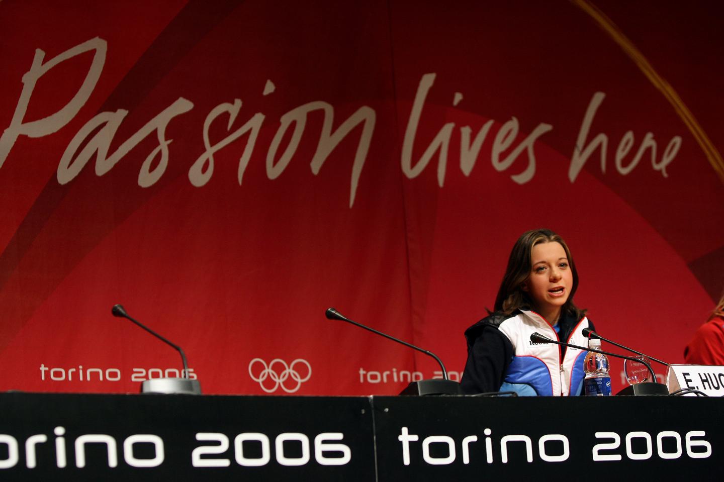 Figure skater Emily Hughes smiles during a news conference i