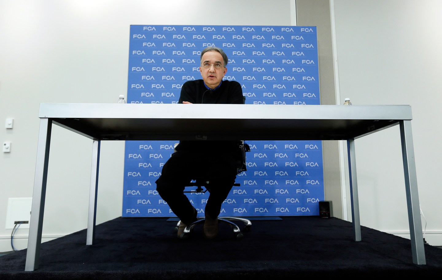 Sergio Marchionne, Chief Executive Officer?, Fiat Chrysler Automobiles, speaks at media previews for the North American International Auto Show in Detroit Monday, Jan. 12, 2015. (AP Photo/Paul Sancya)