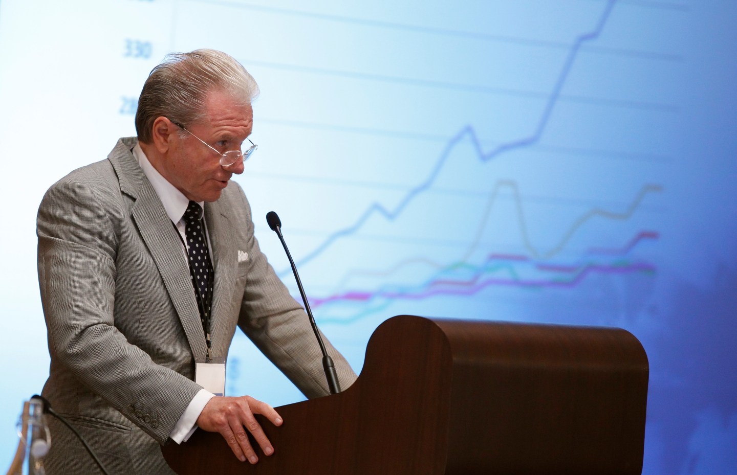 Thomas Peterffy, founder and CEO of Interactive Brokers Group Inc., speaks during the Sandler O'Neill + Partners global exchange and brokerage conference in New York