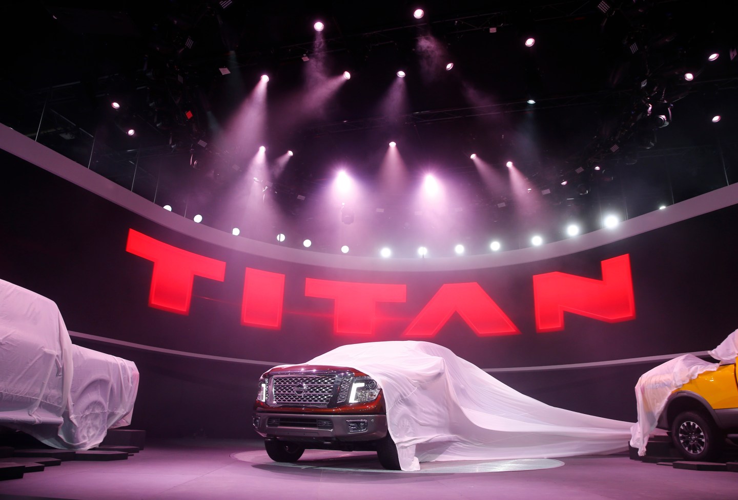 The 2016 Nissan Titan pickup truck is unveiled at the first press preview day of the North American International Auto Show in Detroit