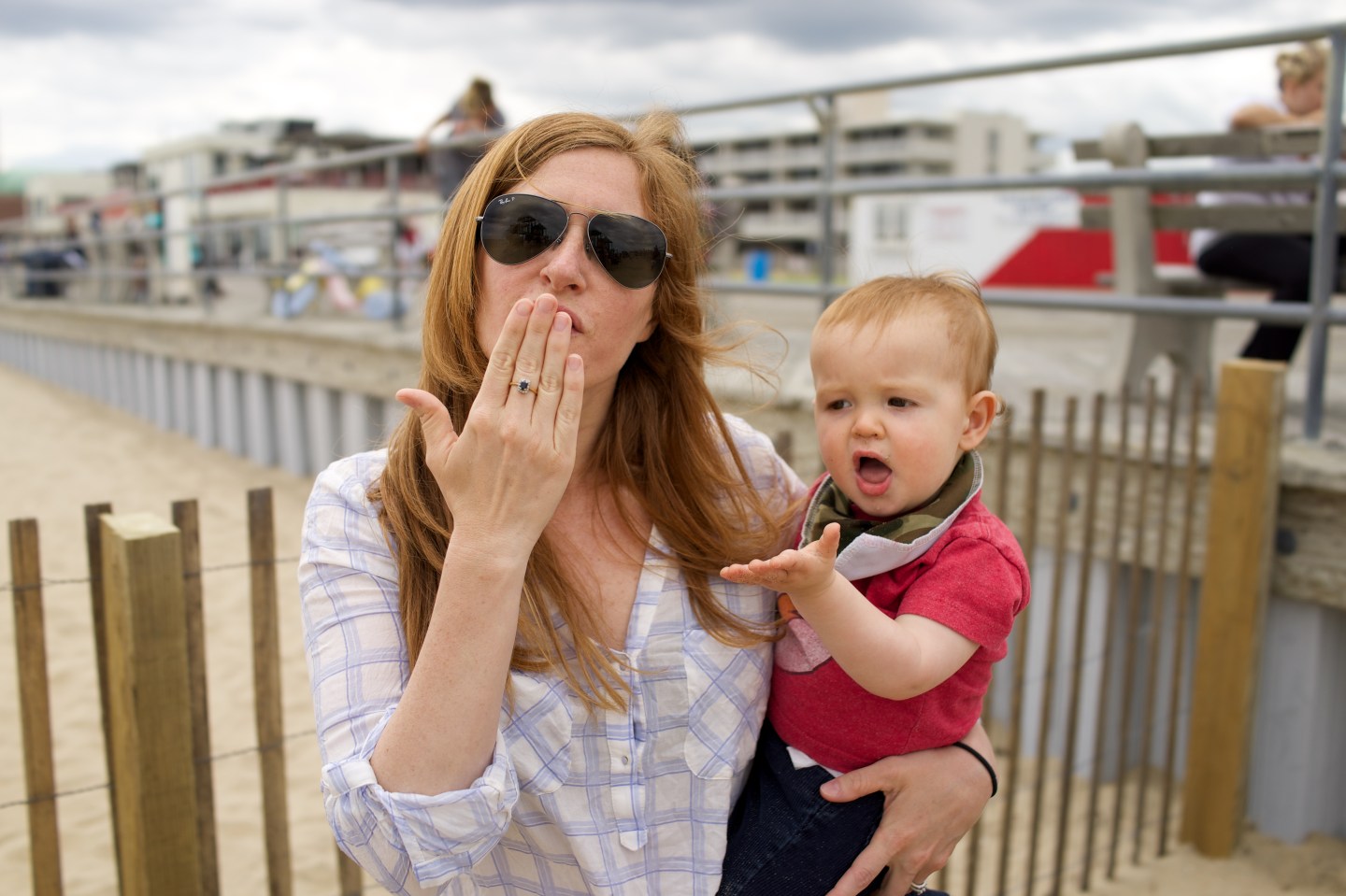 Emily Crocker Skyrm with her baby.