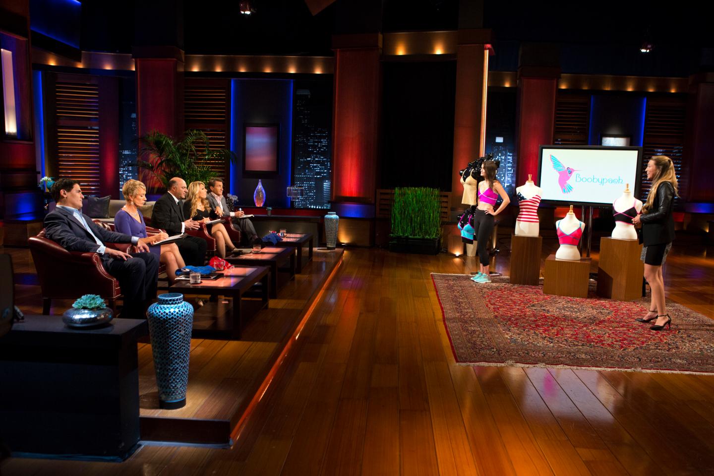 MARK CUBAN, BARBARA CORCORAN, KEVIN O'LEARY, LORI GREINER, ROBERT HERJAVEC, CC. CONRAD (BOOBYPACK)