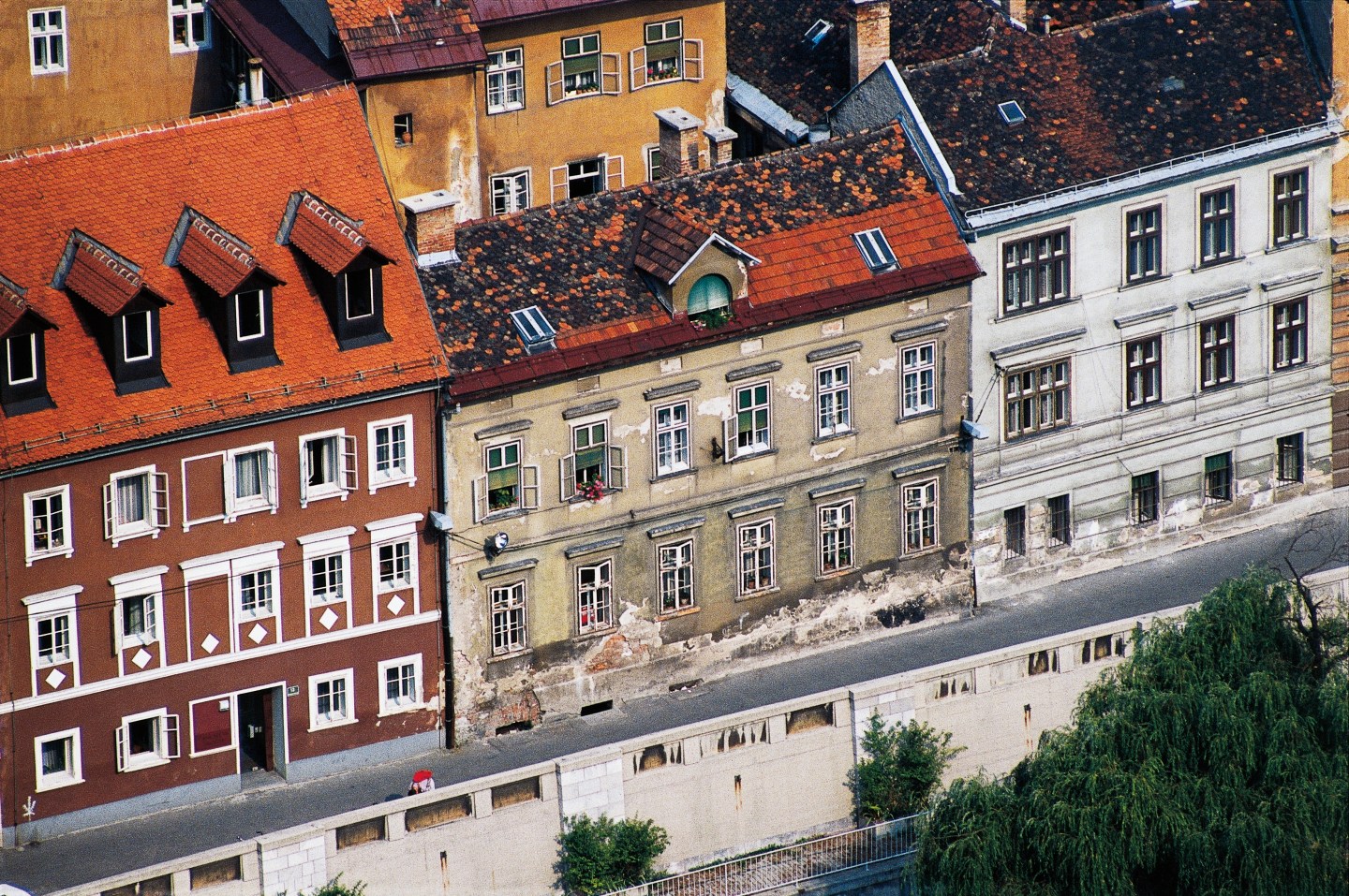 Aerial view of buildings in Ljubljana