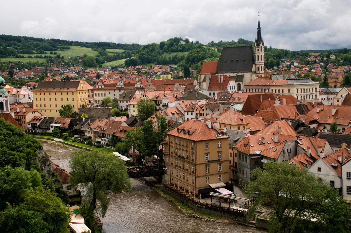 Skyline of Cesky Krumlov, Czech Republic, from the Castle