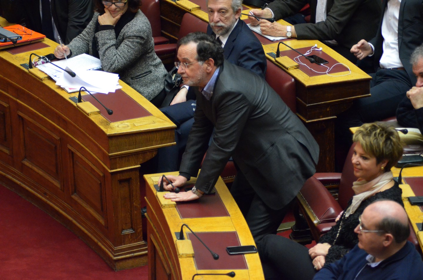 MP with SYRIZA political party Panagiotis Lafazanis votes