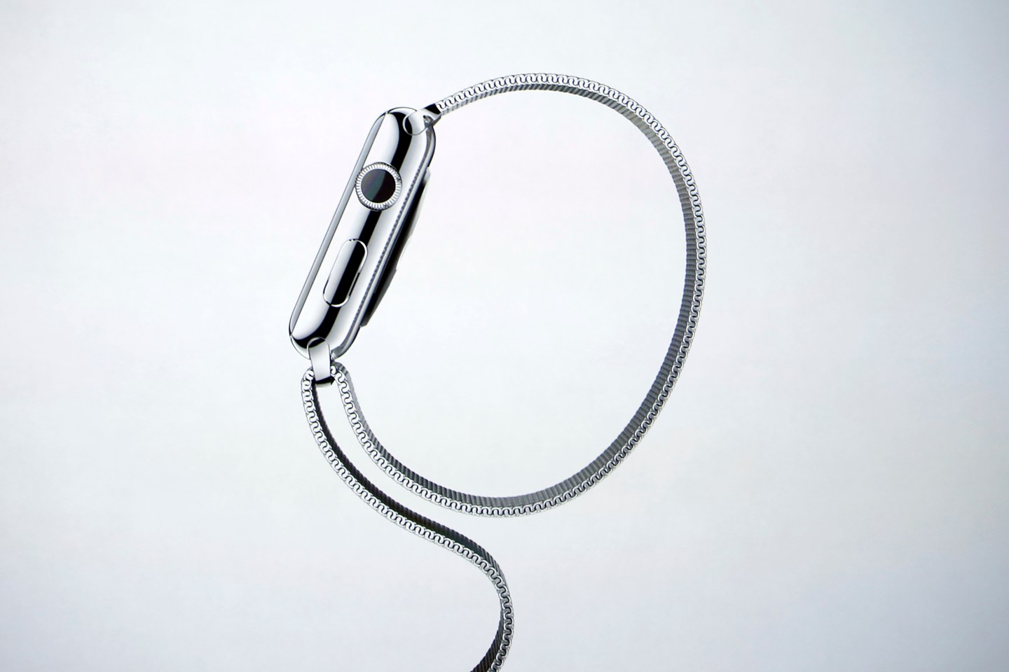 Apple Watch is shown on screen during an Apple event at the Flint Center in Cupertin