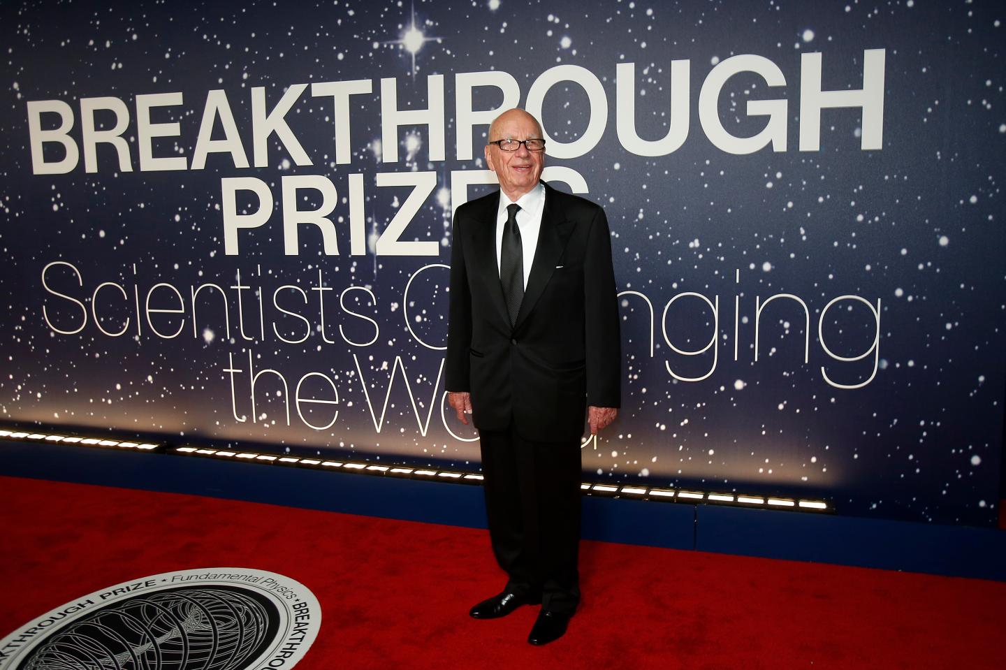 Executive Chairman of News Corp and Chairman and CEO of 21st Century Fox Murdoch arrives on the red carpet during the second annual Breakthrough Prize Awards in Mountain View