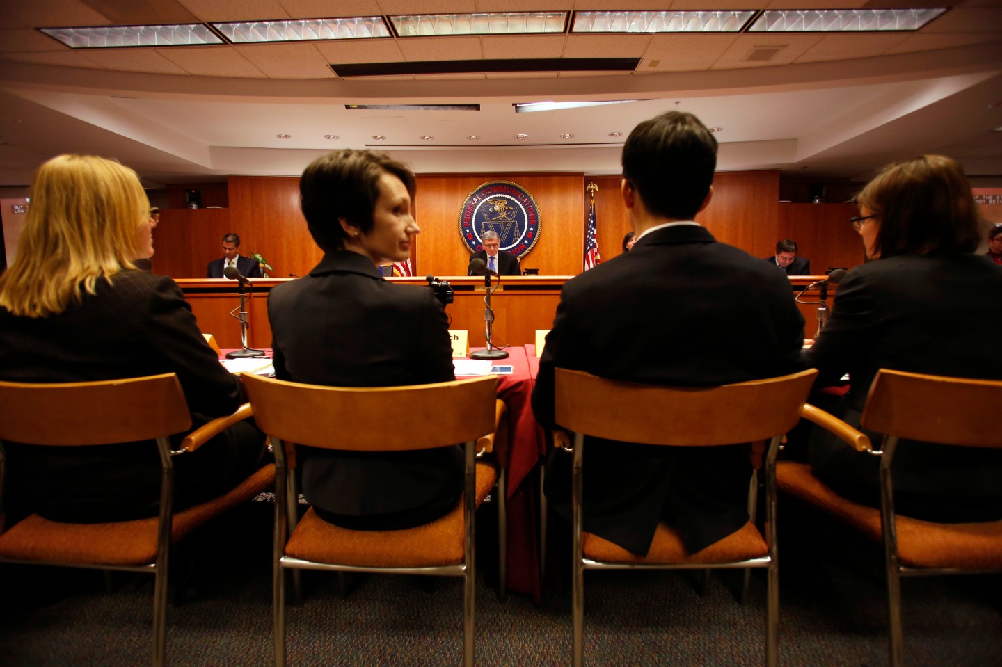 The Federal Communications Commission (FCC) holds a hearing in Washington