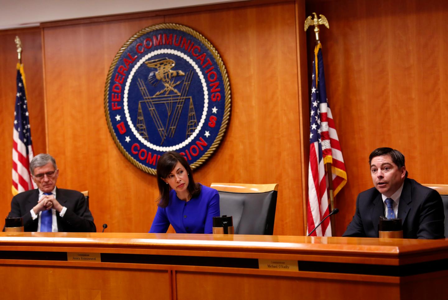 Federal Communications Commission commissioner Michael O'Rielly speaks at a FCC Net Neutrality hearing in Washington