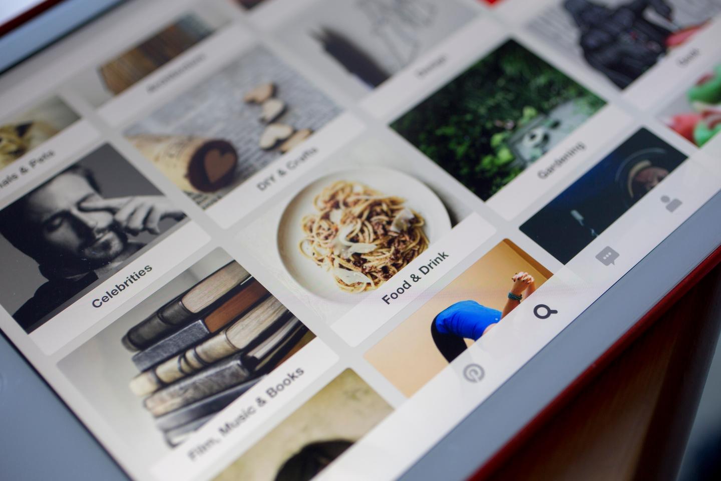 Pinterest app displayed on iPad Air