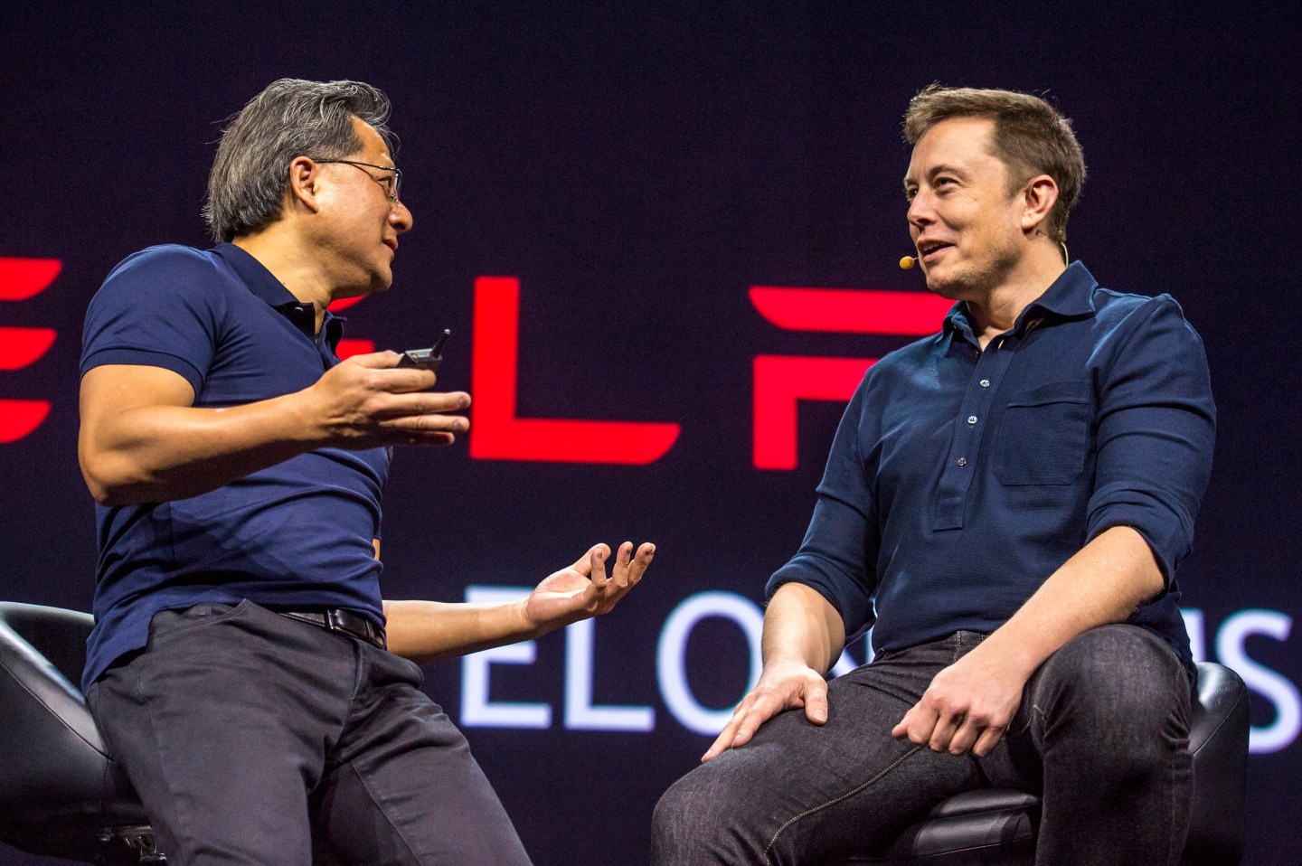 Tesla Motors Inc. CEO Elon Musk and Nvidia Corp. Chief Executive Officer Jen-Hsun Huang Speak At GPU Technology Conference