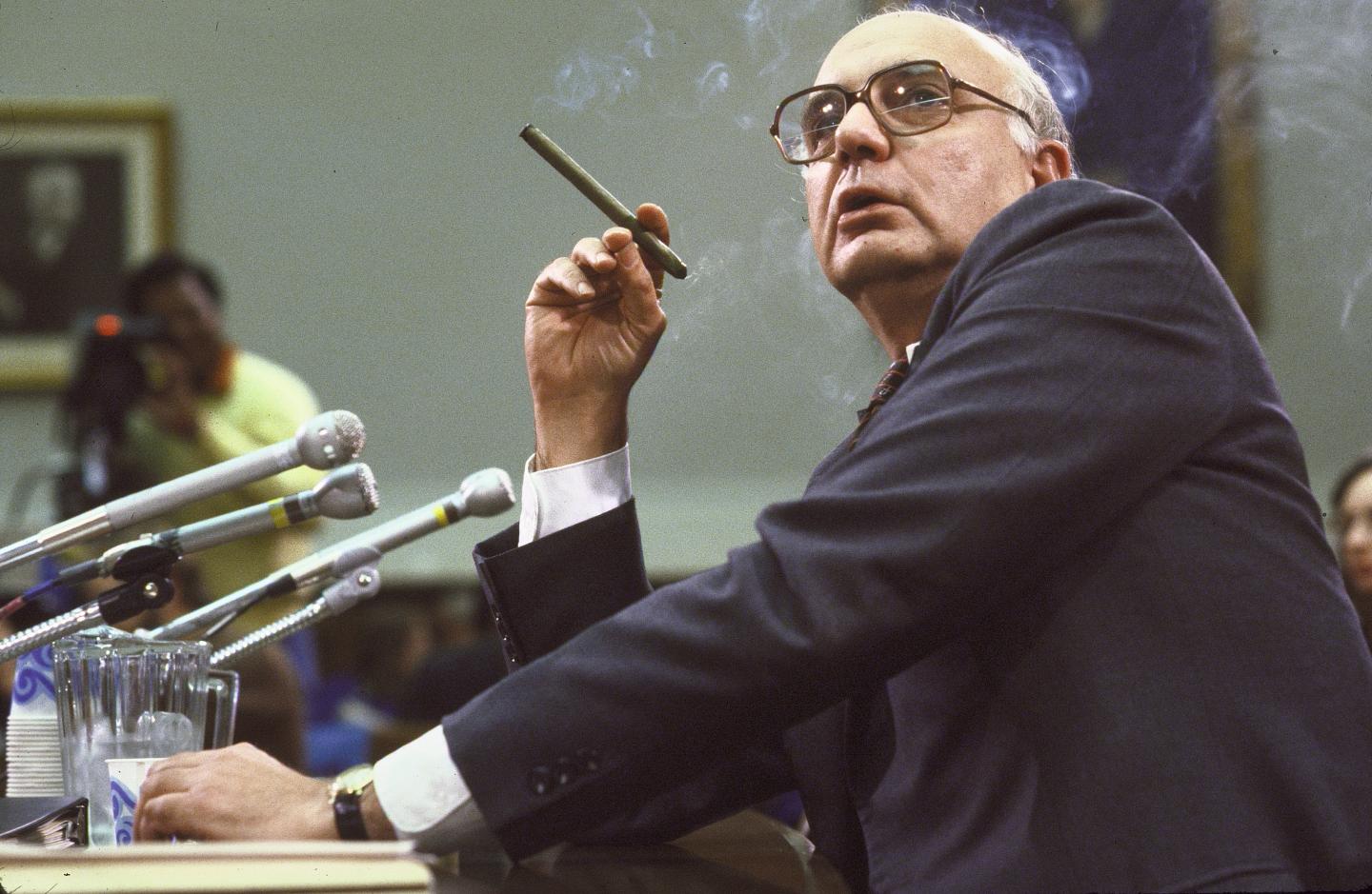 Paul Volcker chrm Federal Reserve Board speaking at Domes