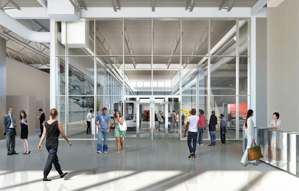 A rendering of the manufacturing floor of the new DMDII.