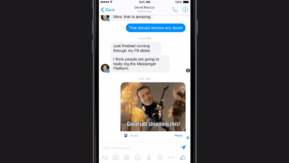 Facebook Messenger Platform for consumers.