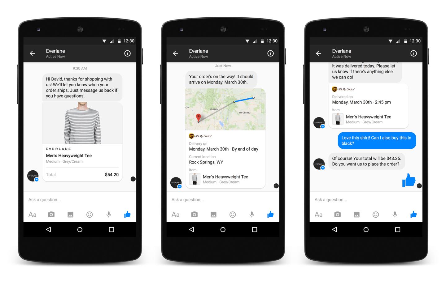 Facebook Messenger for Business conversation