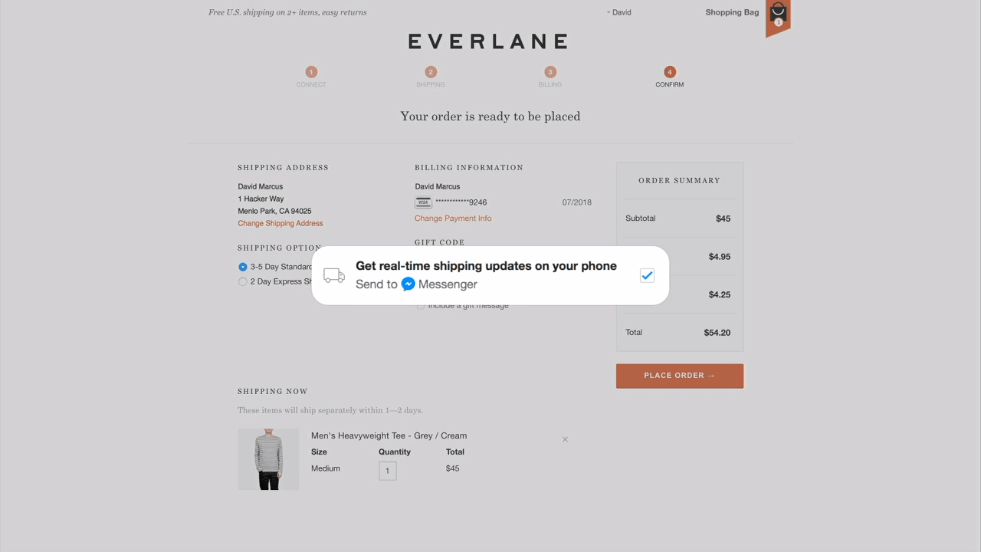 Facebook Messenger Platform Everlane