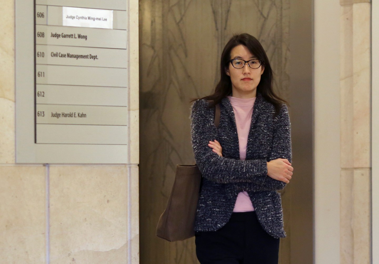 Ellen Pao walks to a courtroom in San Francisco Superior Court in San Francisco
