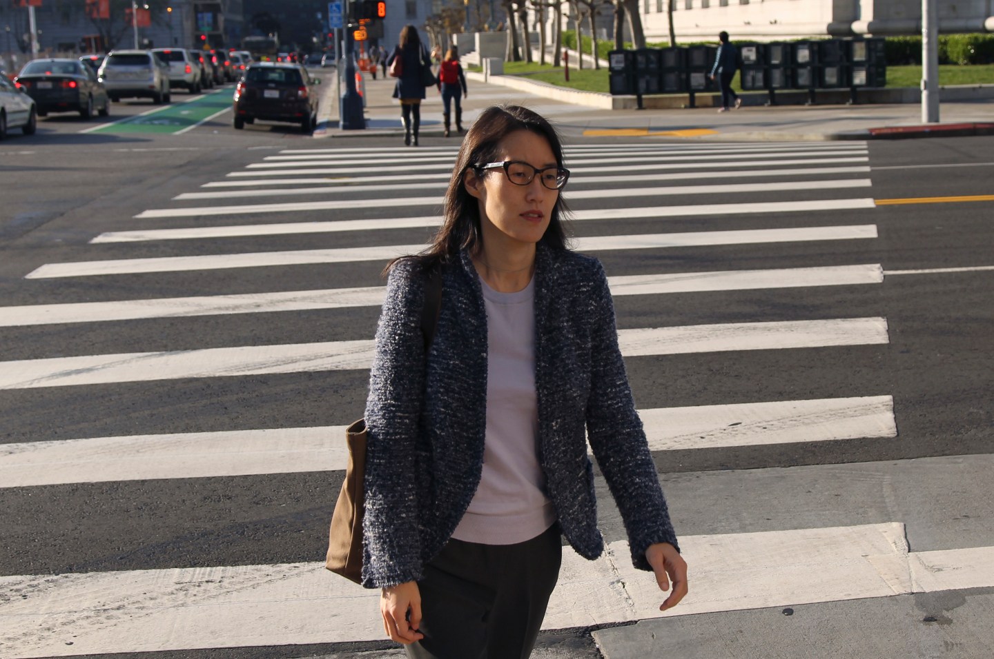 Ellen Pao walks to San Francisco Superior Court in San Francisco