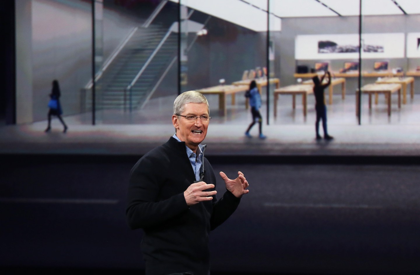 Apple CEO Tim Cook speaks during an Apple event in San Francisco