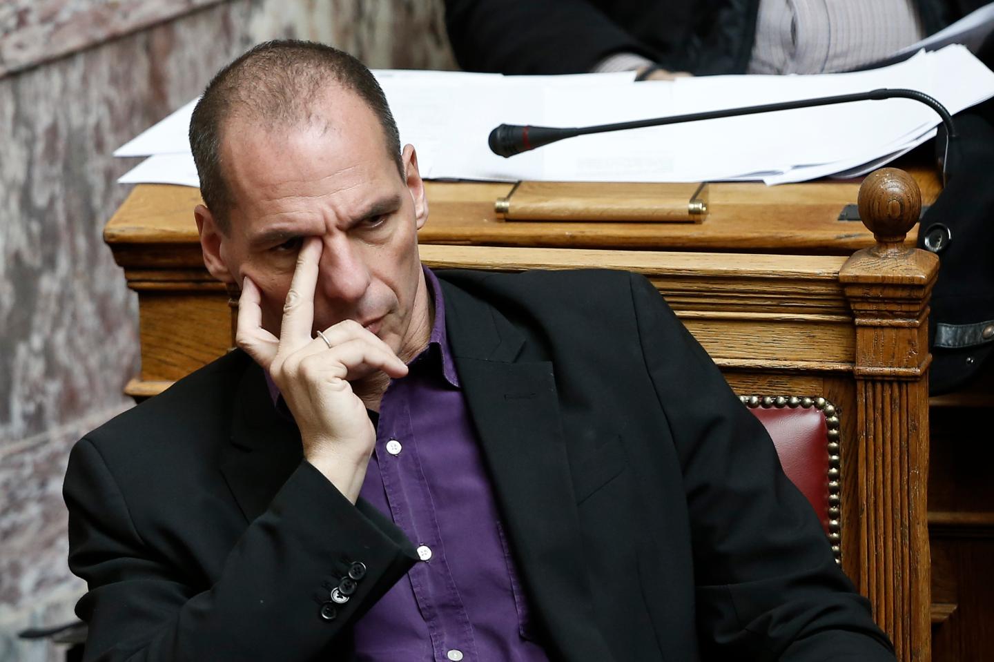 Greek Finance Minister Varoufakis attends a parliamentary session in Athens