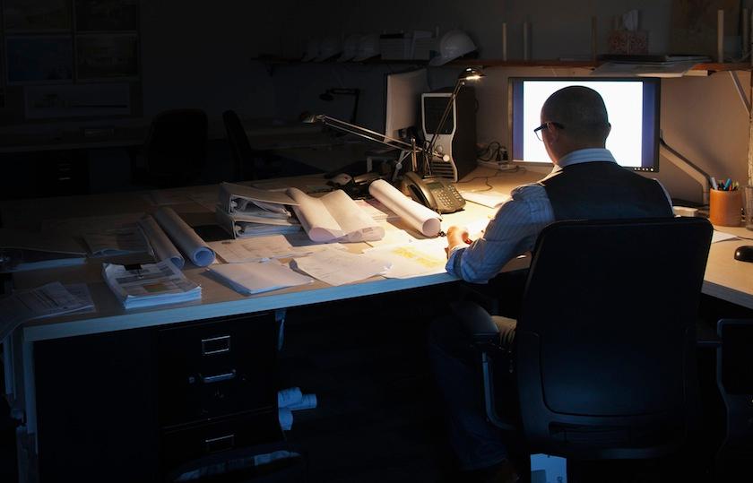 working late
