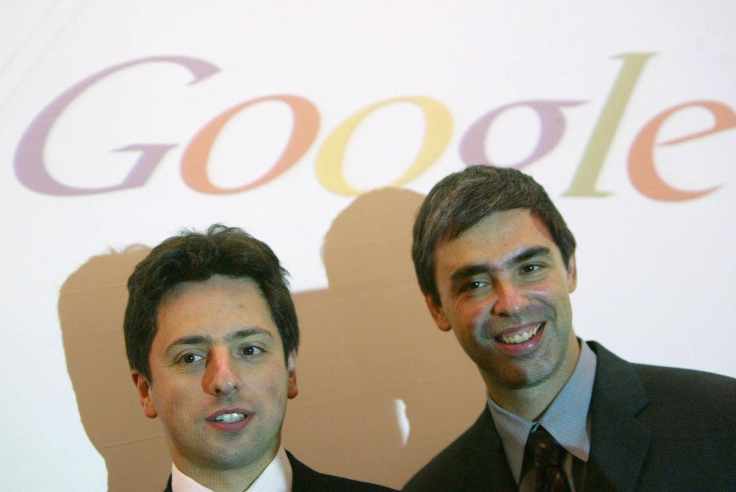 Google founders Sergey Brin (L) and Larr