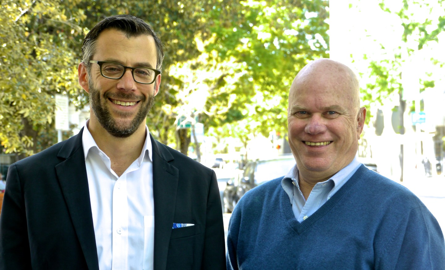 Former Cisco executive Mike Bergelson, left, and Yahoo chairman Maynard Webb.