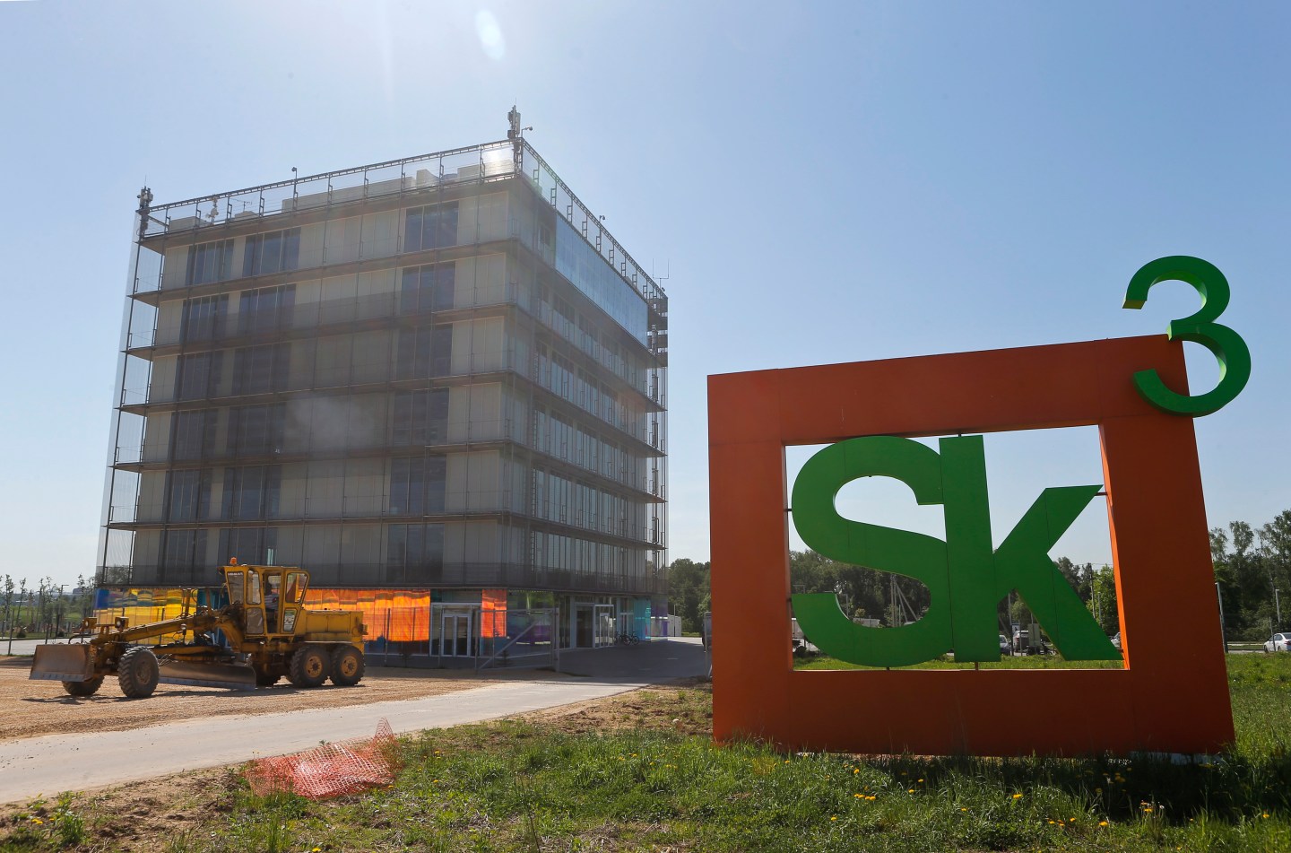 An exterior view shows the Skolkovo Hypercube at the Skolkovo Innovation Centre on the outskirts of Moscow
