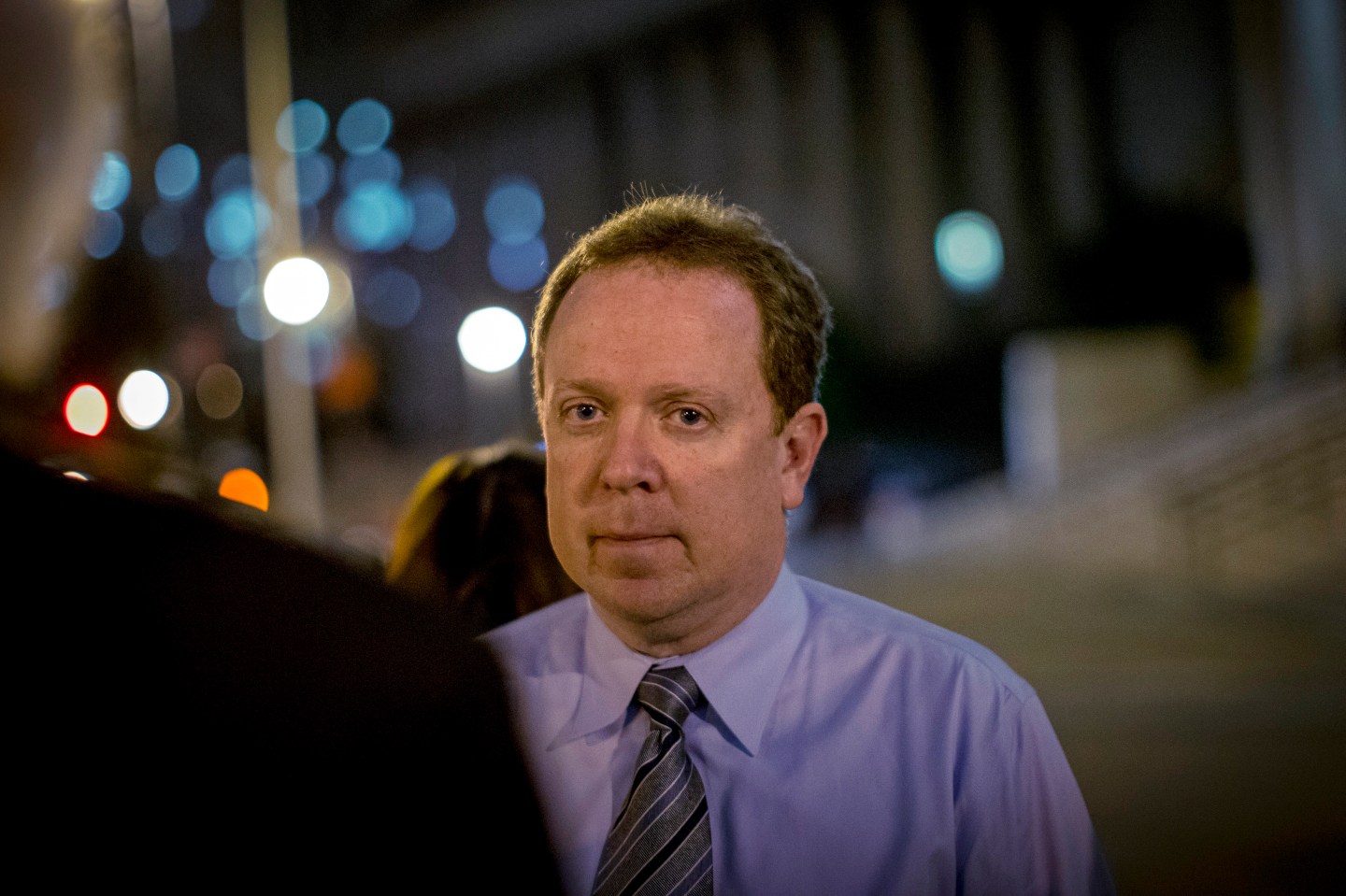 David Riley, former chief information officer of Foundry Network, exits the U.S. District Court house in New York