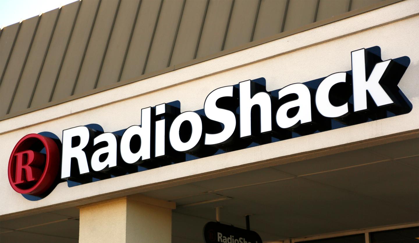 The sign outside the RadioShack store is seen in Westminster, Colorado