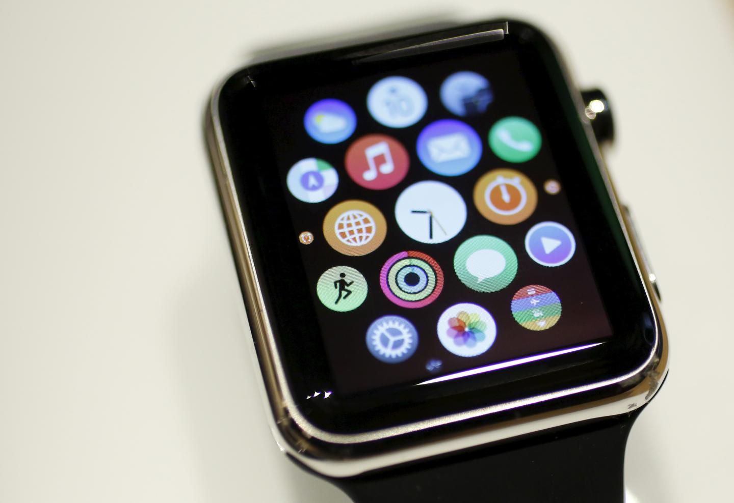 An Apple Watch is displayed at 'Apple Watch at Isetan Shinjuku' inside Isetan Shinjuku department store in Tokyo