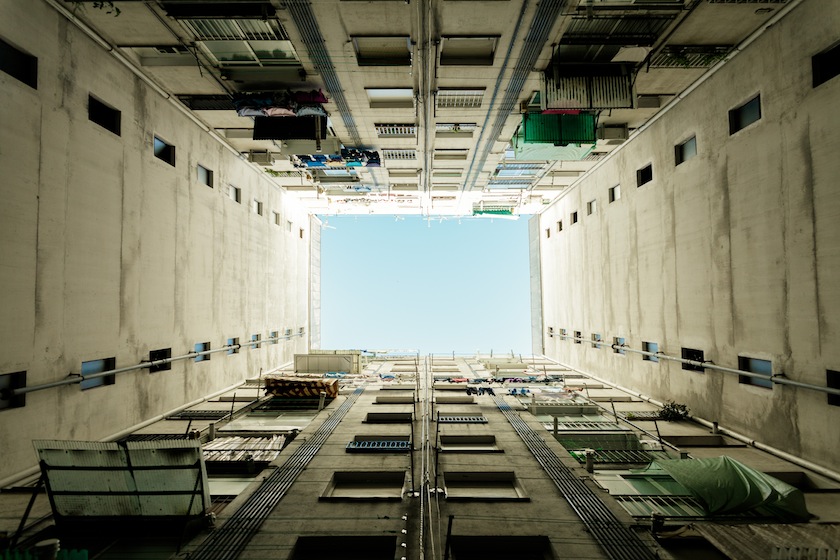 working class apartment blocks in Barcelona, Spain