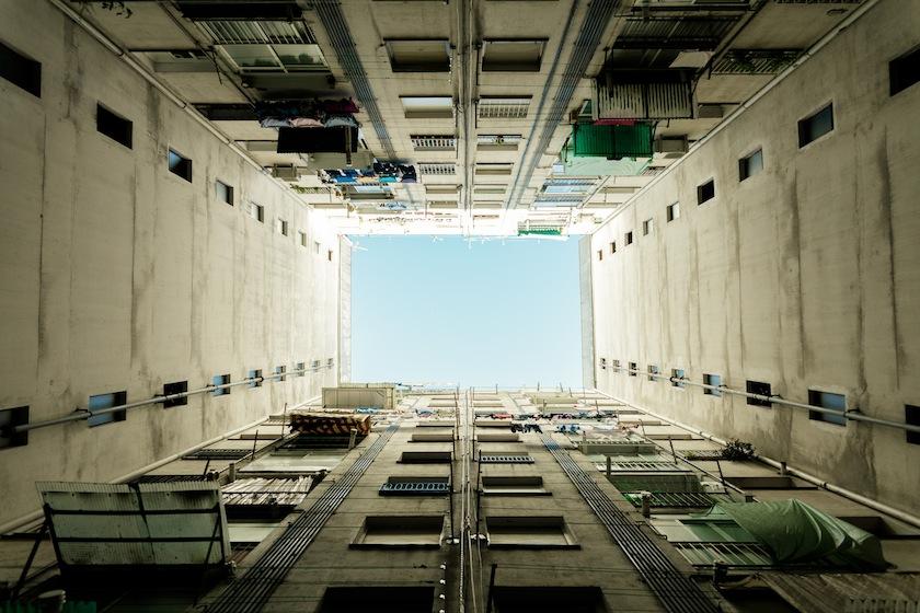 working class apartment blocks in Barcelona, Spain