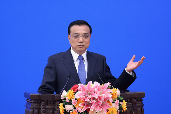 BEIJING, CHINA - MARCH 27:  China's Premier Li Keqiang speaks during the Indonesia-China Economic Cooperation Forum at the Great Hall of the People on March 27, 2015 in Beijing, China.  (Photo by Feng Li-Pool/Getty Images)